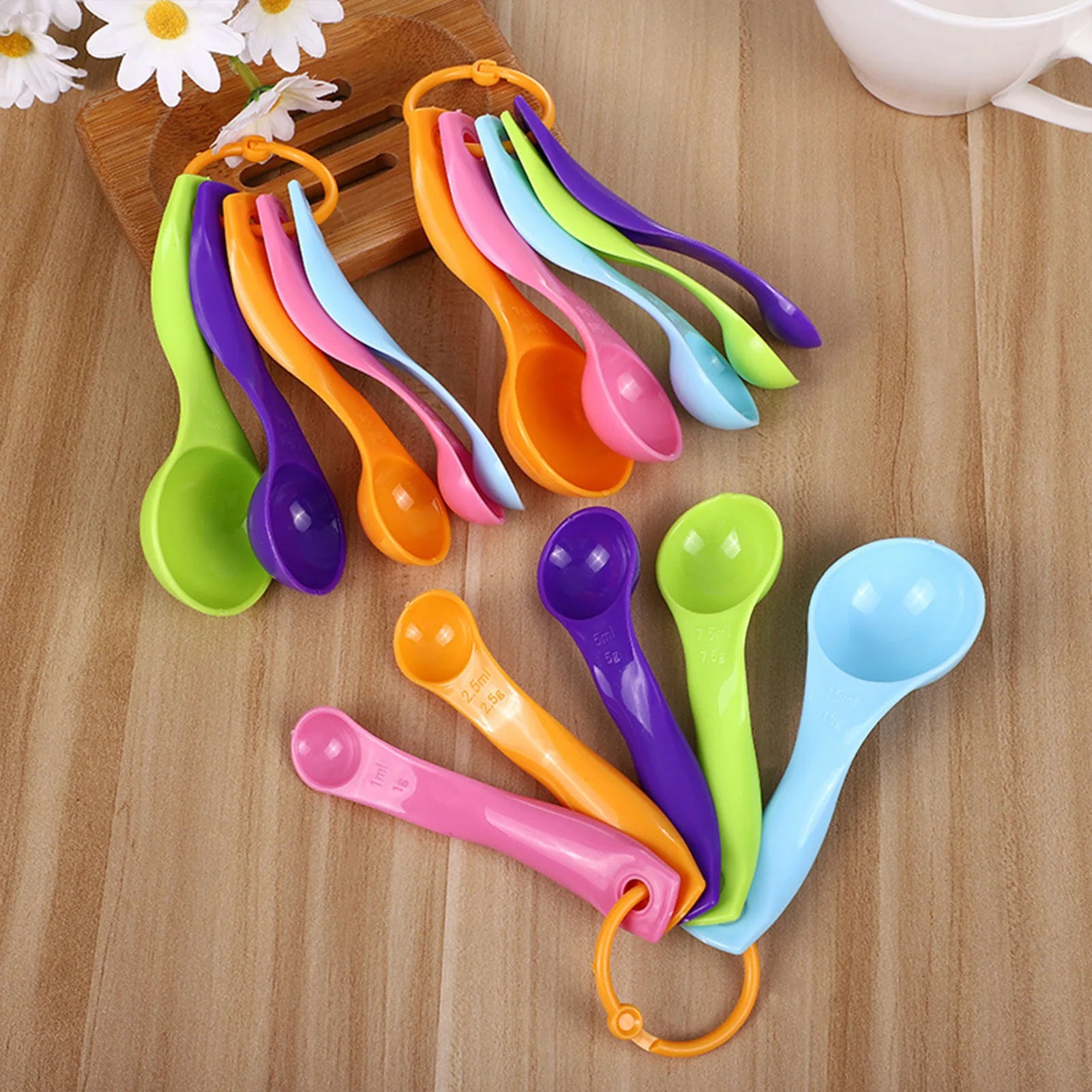 5PCS Color Measuring Spoons Set Salt Spoon Gram Spoon 1 2.5 5 7.5 15ml Measure Spoon Kitchen Seasoning Spoon Cake Baking Tool