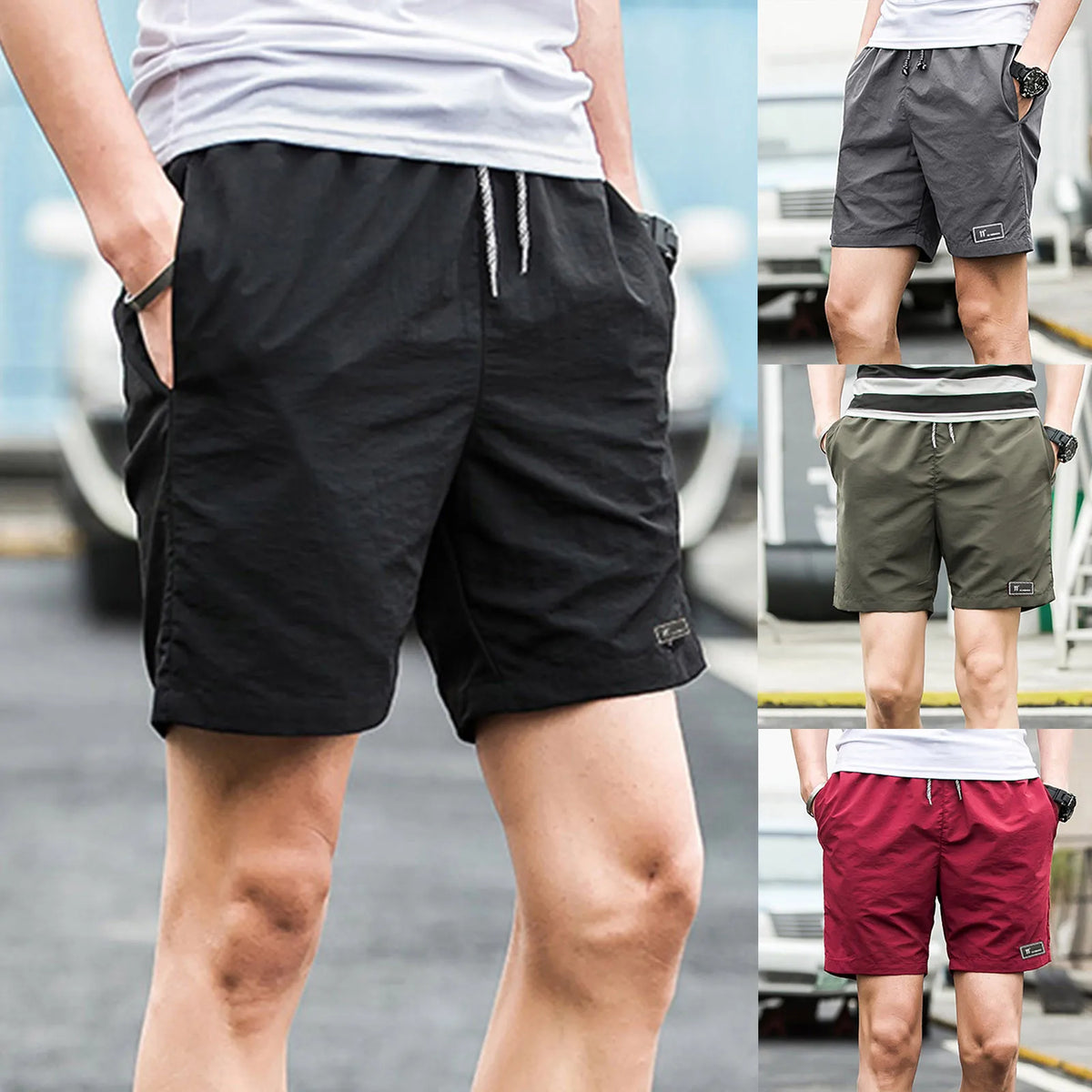 2024 New Summer Men's Shorts Quick Dry Nylon Fitness Training Running Sports Shorts Men Plus Size Workout Gym Short Pants