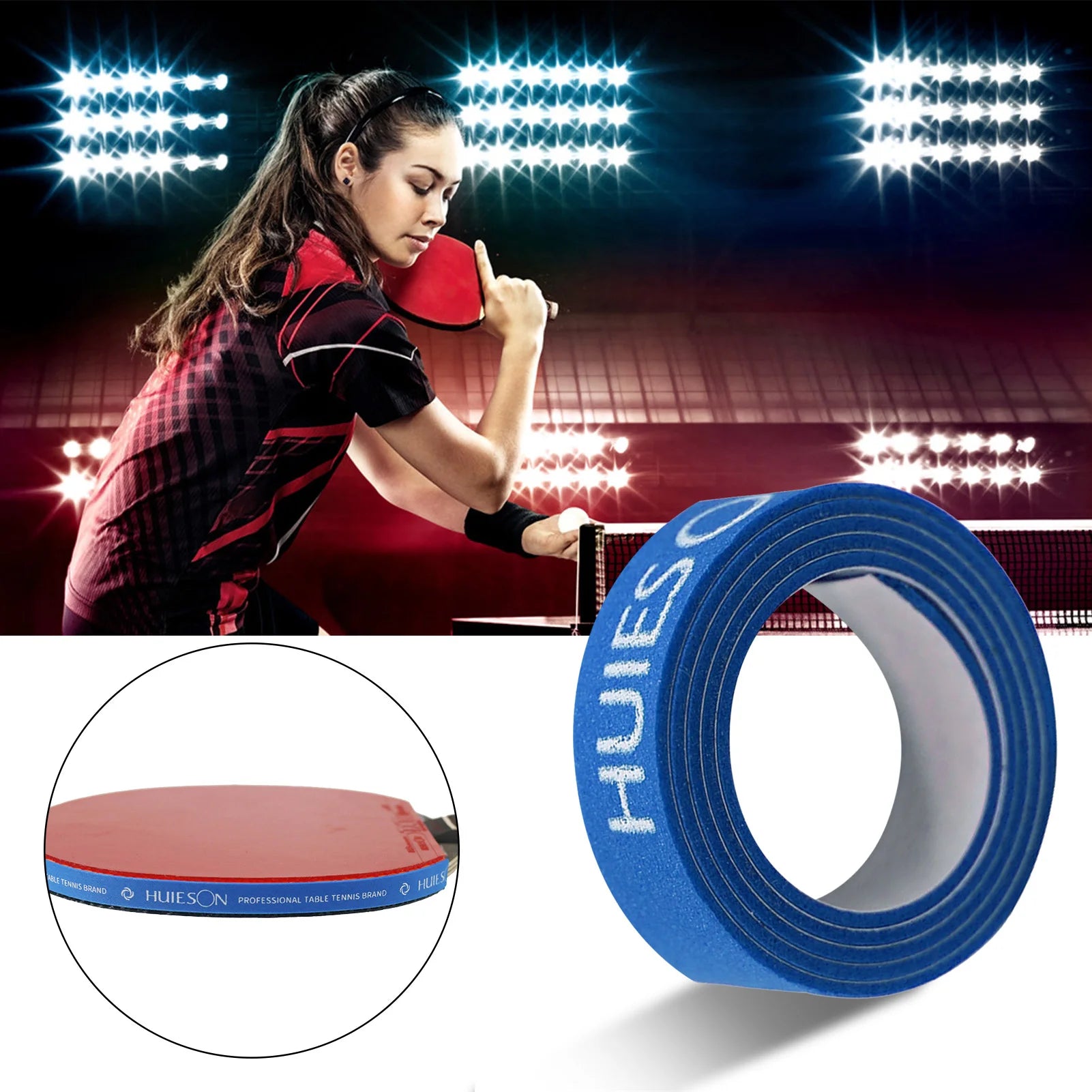 Table Tennis Side Tape Sponge Table Tenni Racket Side Protector Bats Accessories With 1-2mm Thickness 9-10mm WidthRed/Black/Blue