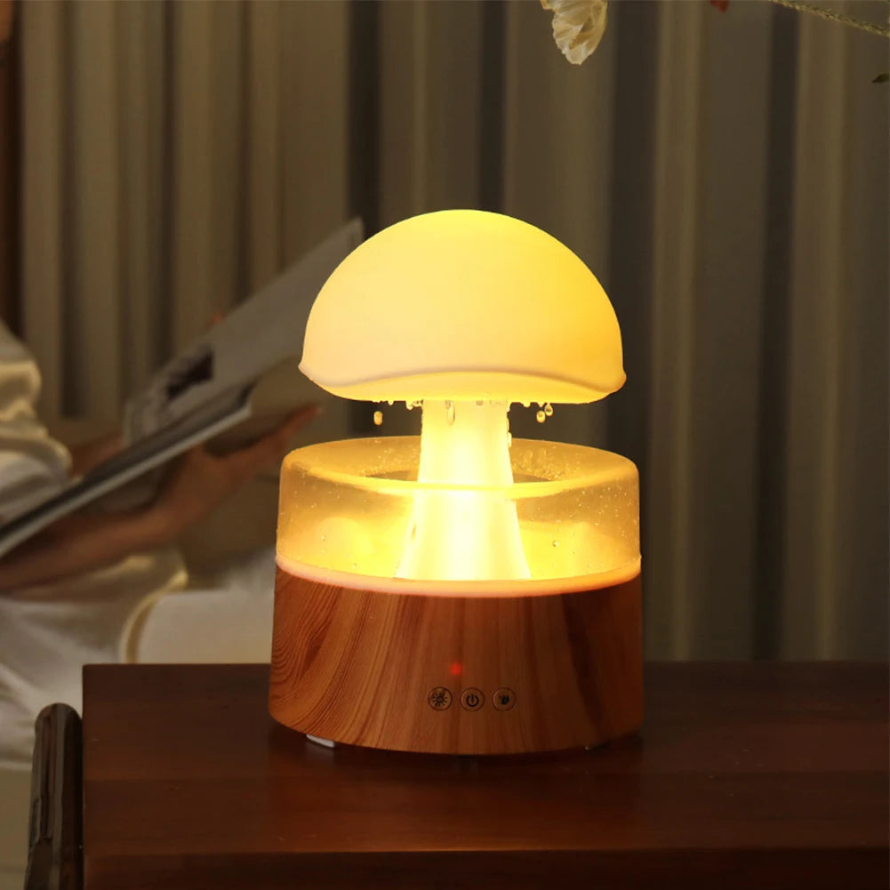 Mushroom Humidifier Rain Drop Sleeping Relaxing Rain Cloud Humidifier Water Drip with 7 Color Light for Home Office Bedroom