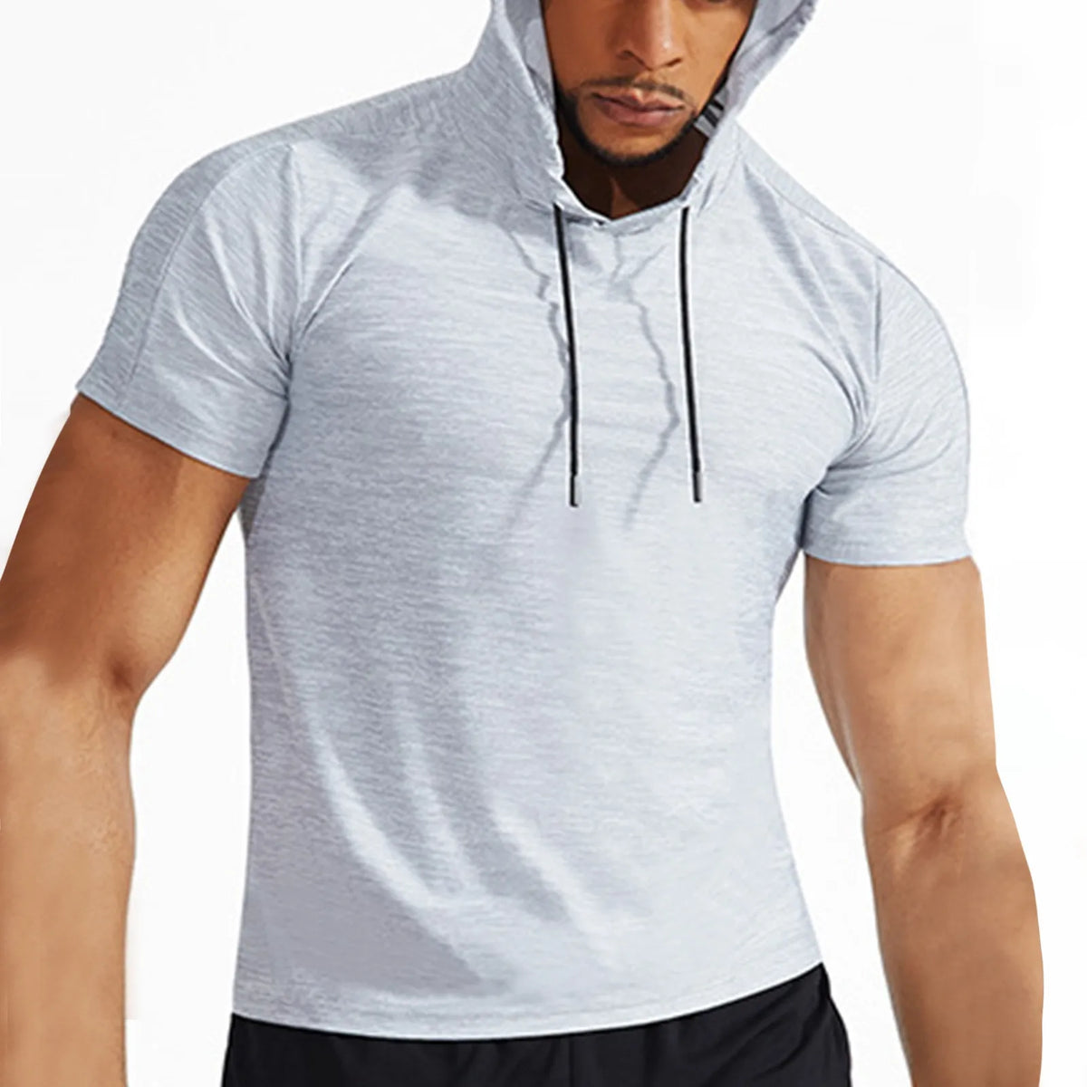 Men'S Summer Tops New Plus Size Loose Sport Hooded T Shirts Solid Color Short Sleeved Hoodies Casual Cotton Sweat Sweatshirts