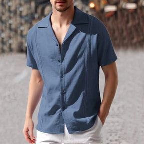 Male Summer Casual Embroidery Edge Solid Shirt Short 2024 New Summer Fashion Mens Checkered Shirts Short Sleeve Shirt Men Blouse