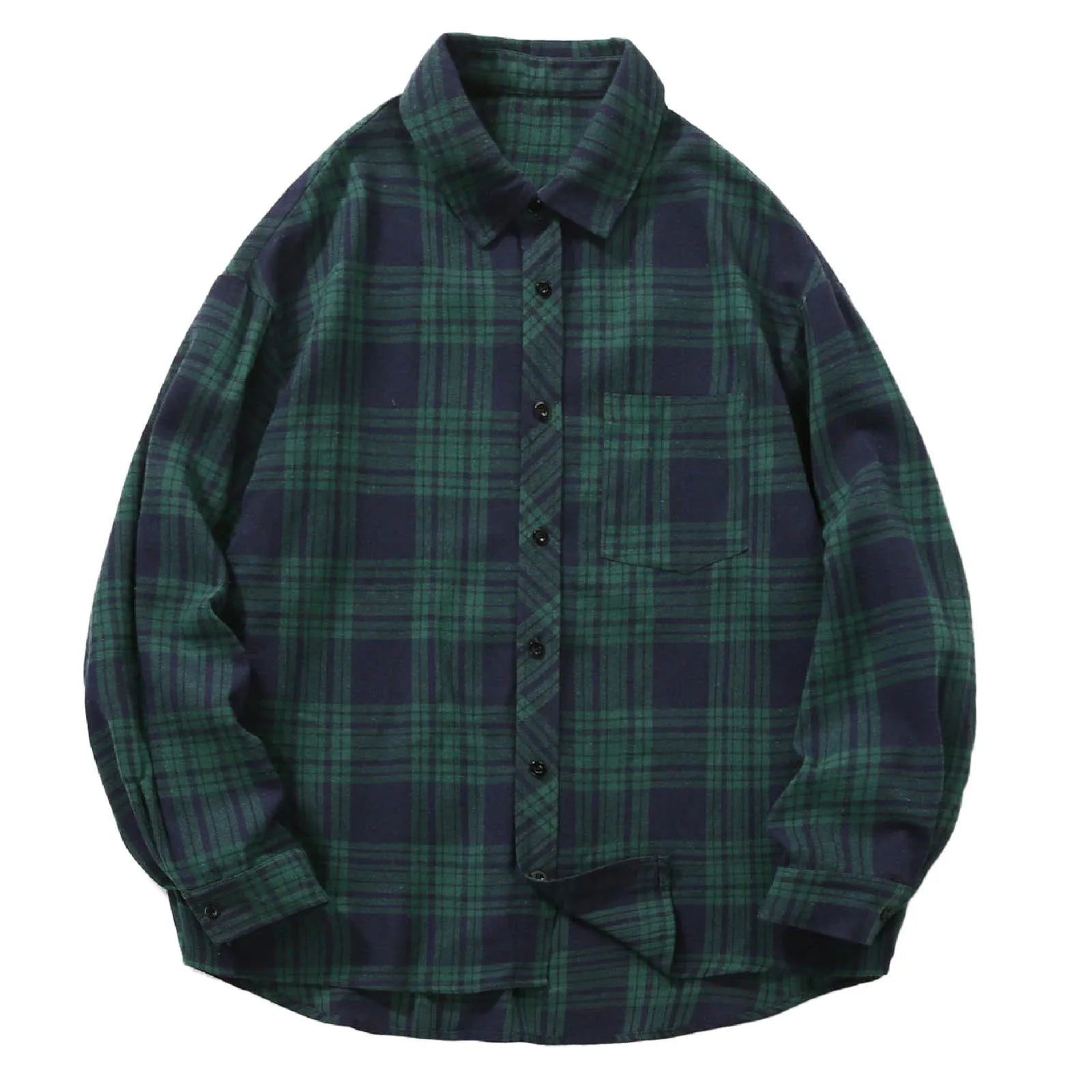 Plaid Long Sleeved Shirt Mens' Plus Size Fashionable Cardigan Autumn Jacket Casual Shirts Long-Sleeve Coats For Man Baggy