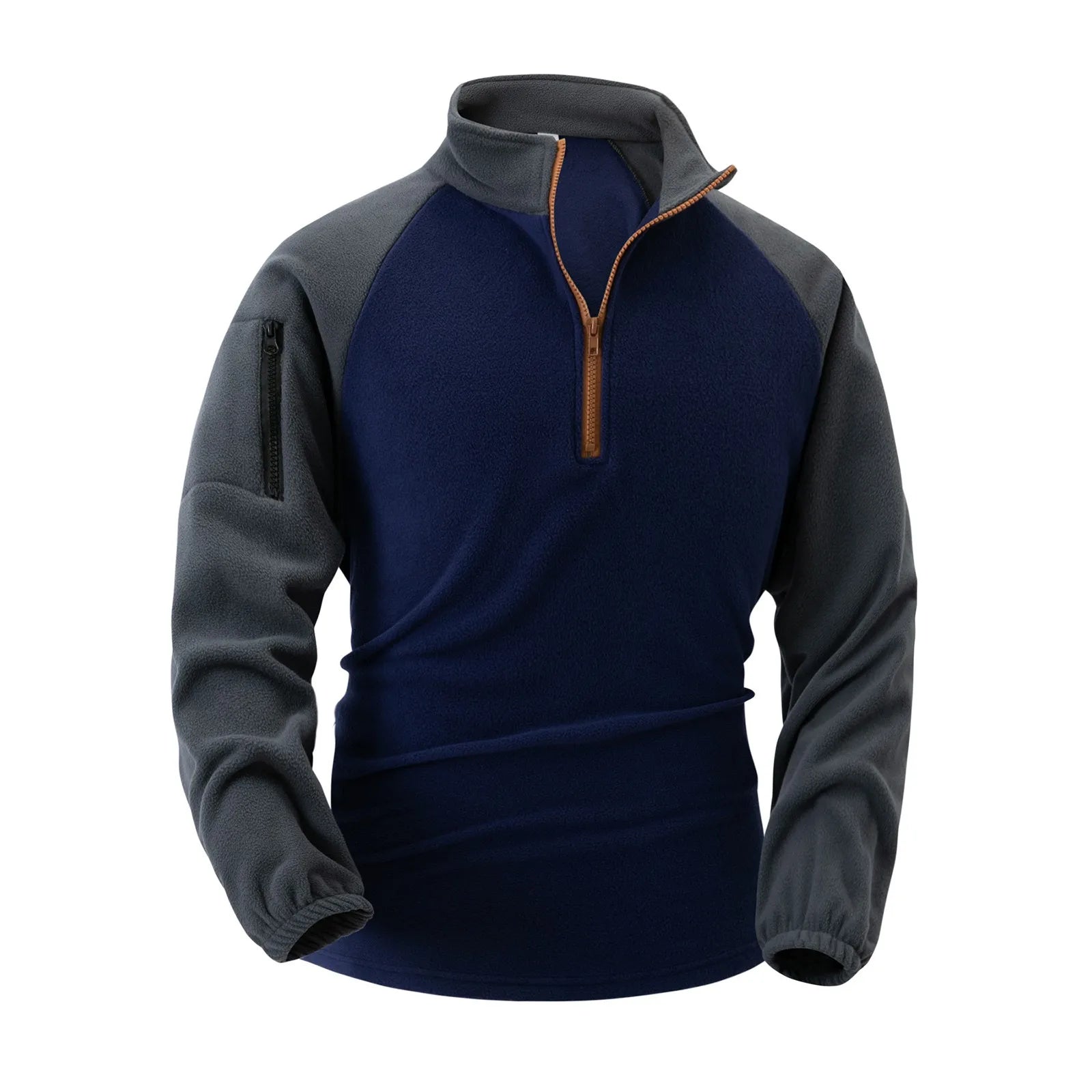 Men's Fleece Sweatshirt Casual Half Zip Pullover Basic Tops Warm Hoodies Autumn Winter Raglan Sleeve StAnd Neck Sweatshirts