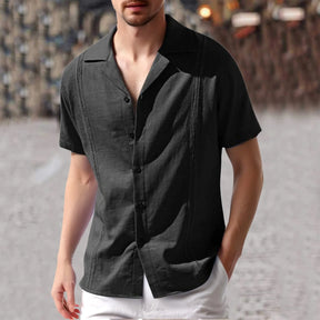 Male Summer Casual Embroidery Edge Solid Shirt Short 2024 New Summer Fashion Mens Checkered Shirts Short Sleeve Shirt Men Blouse