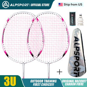 ALPSPORT POWER 2PCS/batch Original Import Badminton Racket T800 Carbon Fiber Free Training Ball US Approved Racket ALP