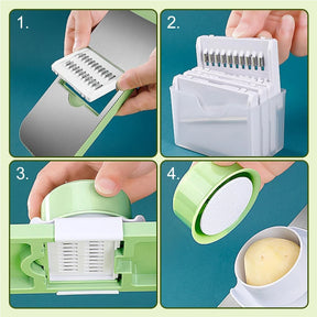 6 in 1 Kitchen Mandoline Slicer Stainless Steel Multi-Purpose Vegetable Slicer Veggie Slicer and Chopper for Onion Potato Tomato