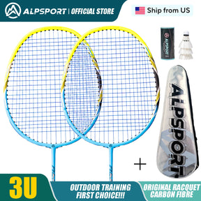 ALPSPORT POWER 2PCS/batch Original Import Badminton Racket T800 Carbon Fiber Free Training Ball US Approved Racket ALP