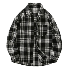 Plaid Long Sleeved Shirt Mens' Plus Size Fashionable Cardigan Autumn Jacket Casual Shirts Long-Sleeve Coats For Man Baggy