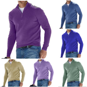 Long Sleeved V Neck Zip Up Jacket Sweater Men'S Casual Shirt Men'S Long Sleeved Zipper Undershirt Tactical Windproof Jacket