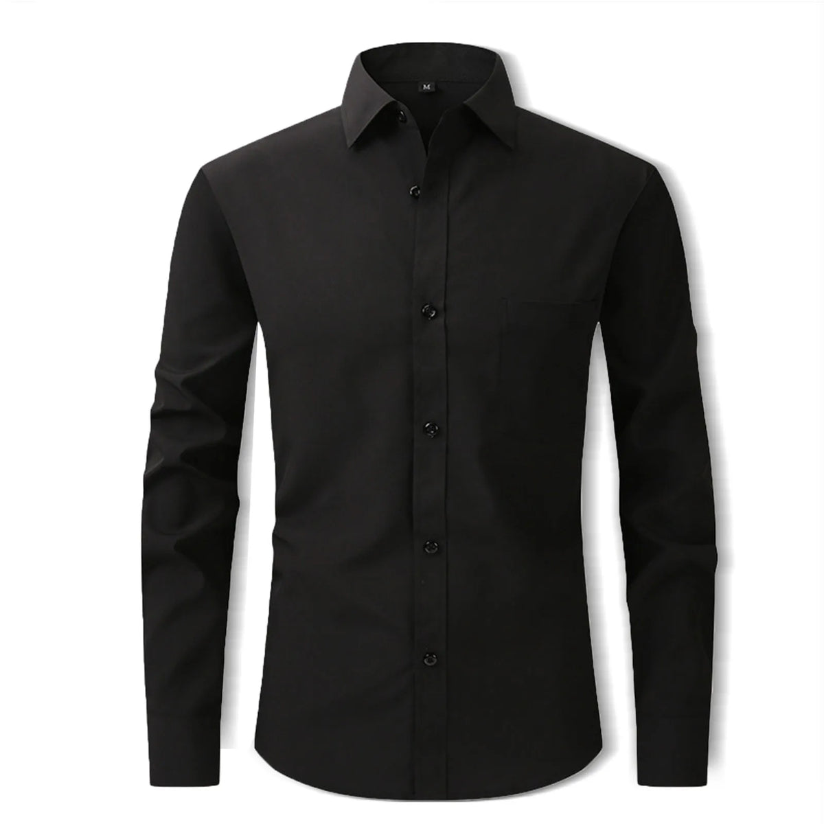 Men's Business Work Shirt Slim Fit Soild Casual Formal Long Sleeve Top With Button Minimalist Inside Wear Office Versatile Shirt