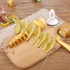 Spiral Potato Cutter with 4 Stainless Steel Sticks Manual Twisted Potato Slicer Reusable Potato Twister Kitchen Accessories