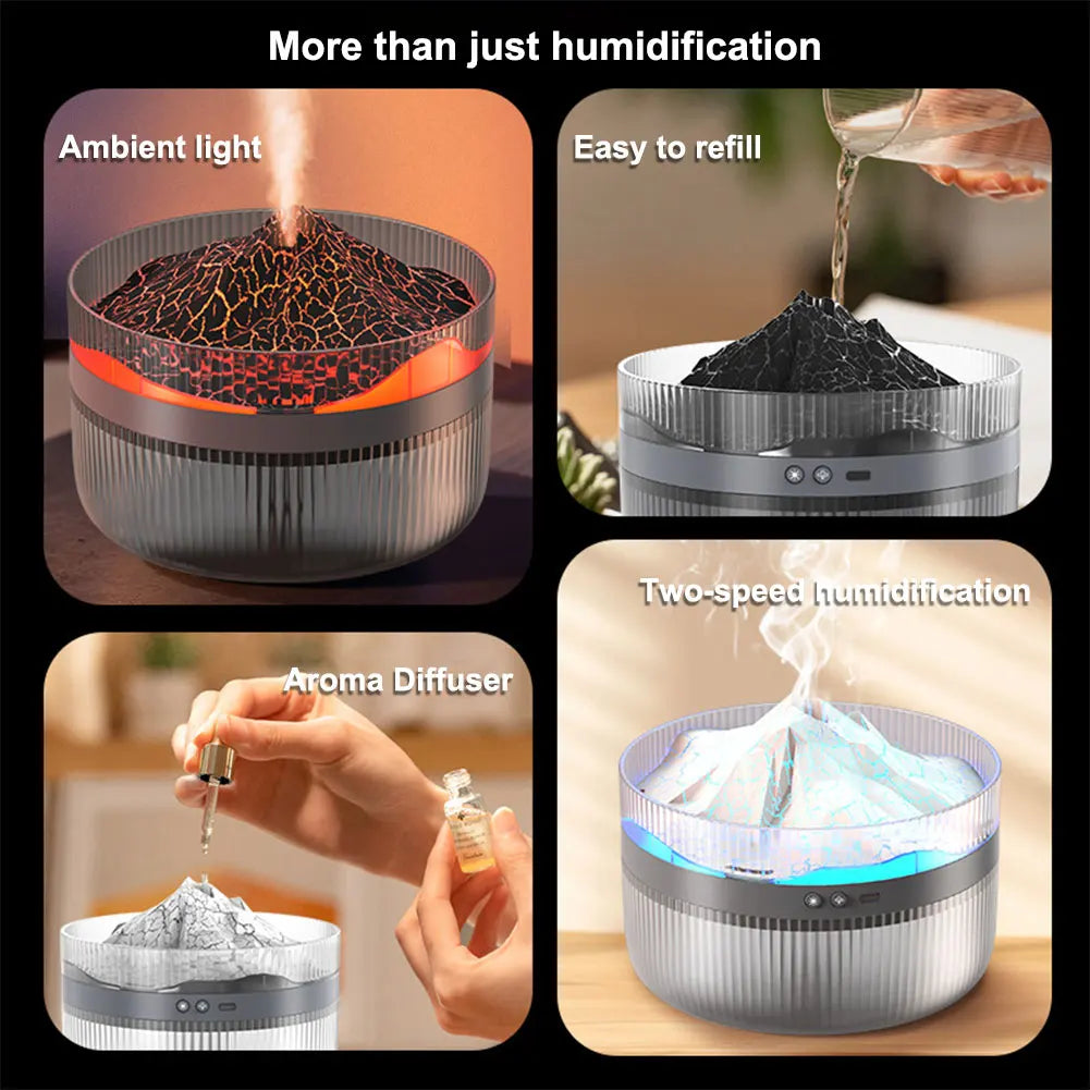 1.5L Volcano Humidifier Essential Oil Diffuser Cool Mist Humidifier Aroma Diffuser for Home Office Bedroom