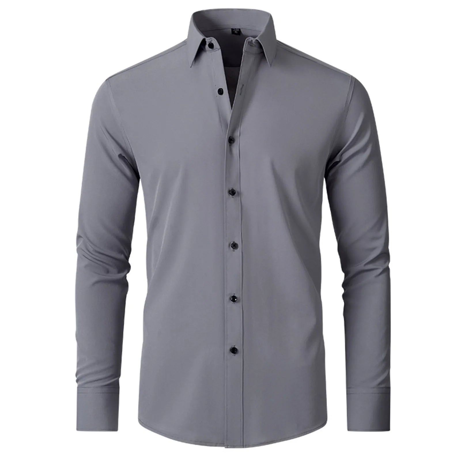 Men's Dress Shirts Solid Long Sleeve High Stretch Formal Business Casual Shirts Classic Regular Fit Button Down Work Shirts