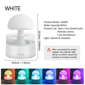 Mushroom Humidifier Rain Drop Sleeping Relaxing Rain Cloud Humidifier Water Drip with 7 Color Light for Home Office Bedroom