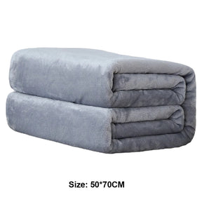 70x50cm Grey Flannel Fleece Blanket Simple Solid Color Sofa Breathable Bedspread Adult Children Soft Warm Throw Home Bed Covers