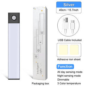 LED Cabinet Lights Motion Sensor Wireless USB cabinet 3 Colors Lights Under Wardrobe Lamp For Kitchen Bedroom Lighting Night LED