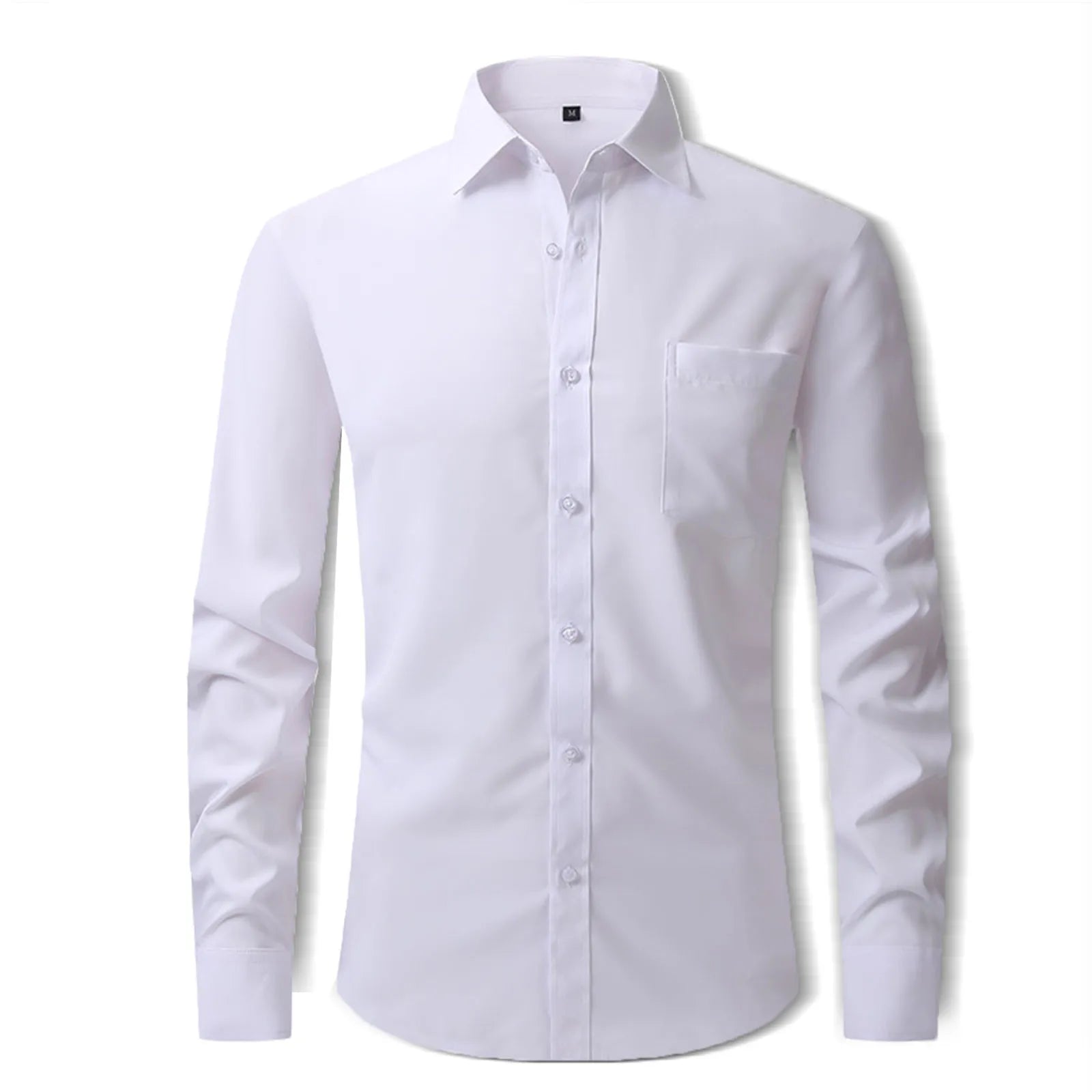 Men's Business Work Shirt Slim Fit Soild Casual Formal Long Sleeve Top With Button Minimalist Inside Wear Office Versatile Shirt