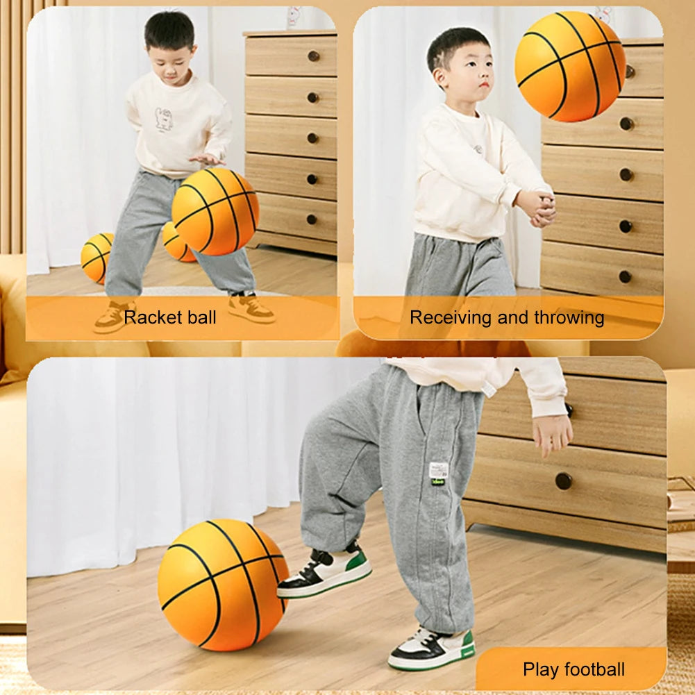 18/21/24CM Kids Bouncing Mute Basketball Squeezable Mute Bouncing Basketball Indoor Silent Ball Foam Basketball Bounce Football