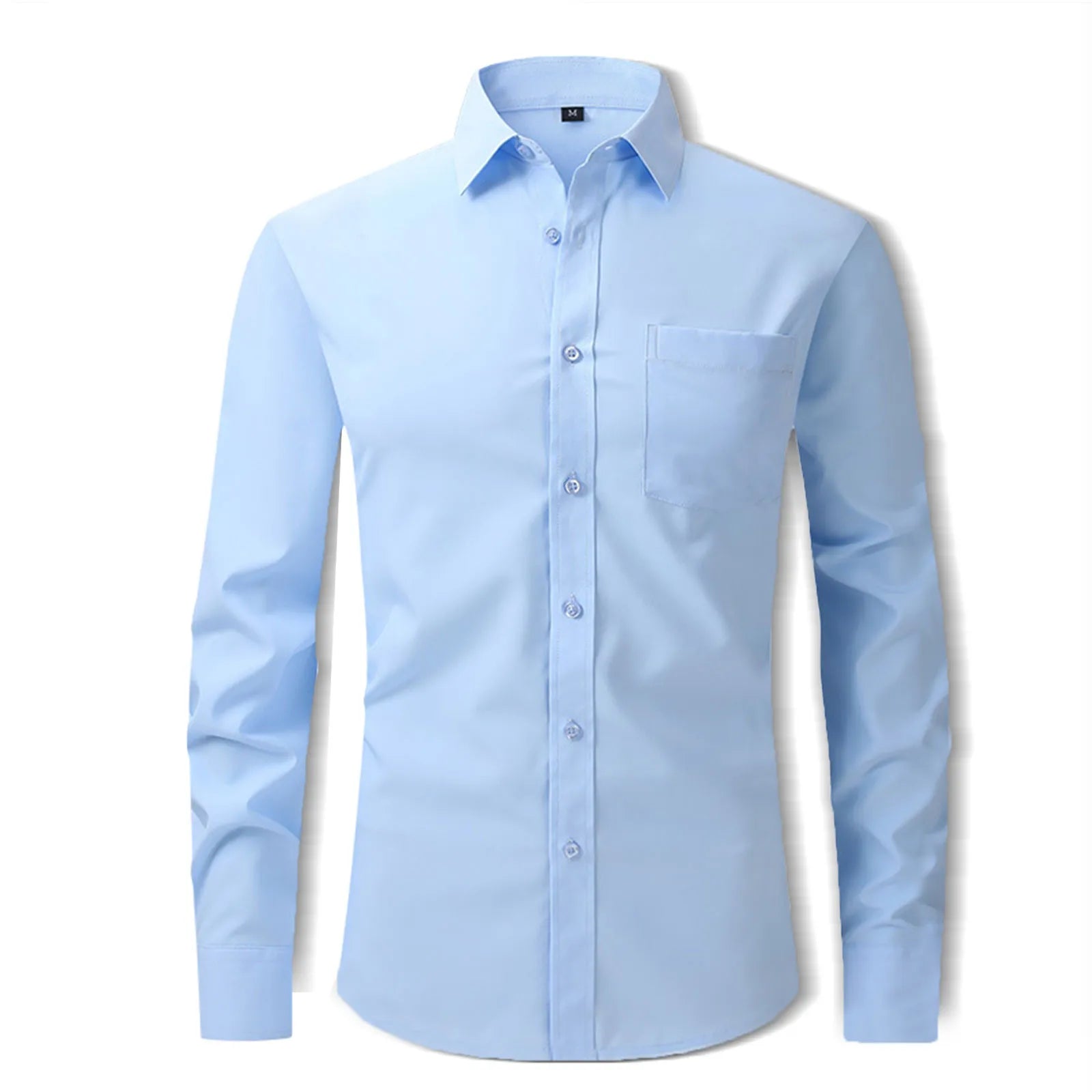 Men's Business Work Shirt Slim Fit Soild Casual Formal Long Sleeve Top With Button Minimalist Inside Wear Office Versatile Shirt