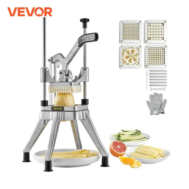 VEVOR Commercial Chopper with 4 Replacement Blades Commercial Vegetable Chopper Stainless Steel for Restaurants & Home Kitchen