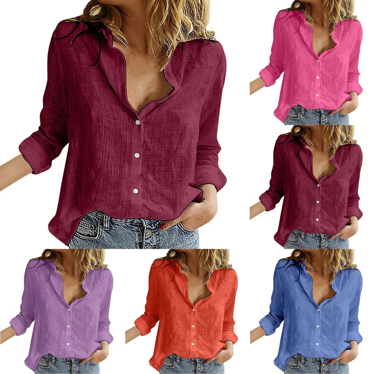 Oversized S-3xl Loose Linen Cotton Blouse Shirts Summer Women Turn Down Collar Long Sleeve Solid Color Ol Button Blouse Tops