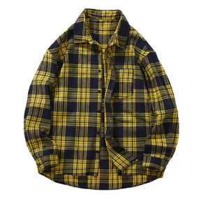 Plaid Long Sleeved Shirt Mens' Plus Size Fashionable Cardigan Autumn Jacket Casual Shirts Long-Sleeve Coats For Man Baggy