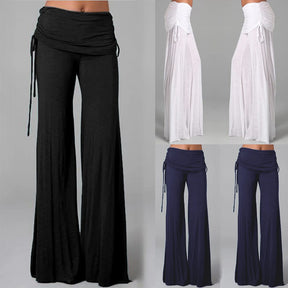 Women Long Flare Pants Autumn Fashion Casual Wide Leg Solid Color Loose Trousers Female Comfortable Dance Yoga Trousers