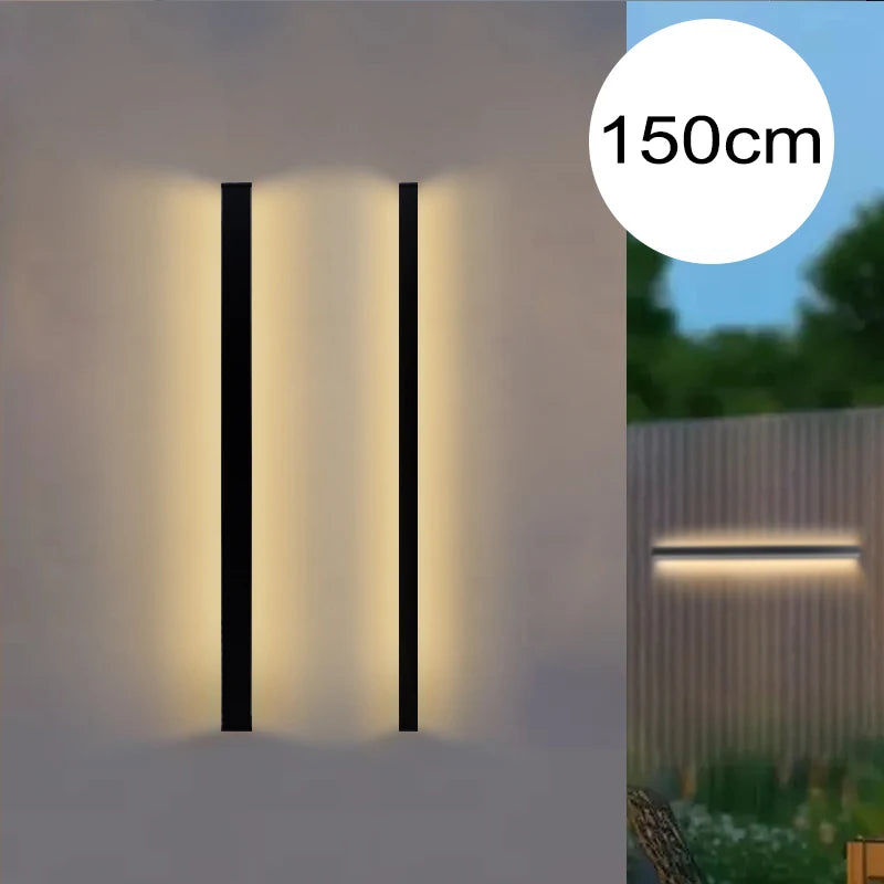 Long Wall Light outdoor Waterproof Modern Long Strip LED lighting wall lamp IP65 Garden AC 85-256v outdoorDecoration