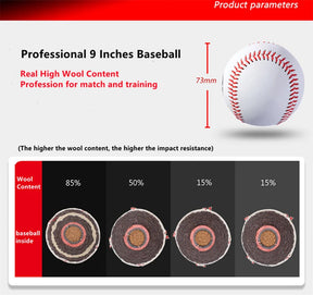 2Pcs High Wool Content Baseball Professional Game Match Top Cowhide 15%50%85% Training Hard Ball Aluminum Bat Hit Durable 9 Inch