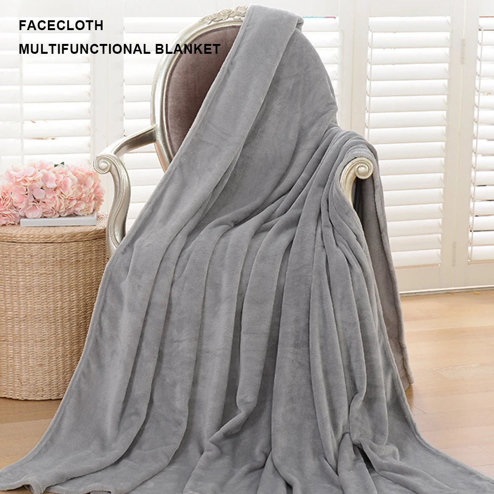 70x50cm Grey Flannel Fleece Blanket Simple Solid Color Sofa Breathable Bedspread Adult Children Soft Warm Throw Home Bed Covers