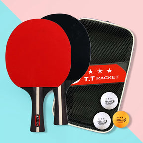 Ping Pong Racket 2 Rackets & 3 Balls Table Tennis Paddles Professional 2 Player Ping Pong Set with Bag for Advanced Training