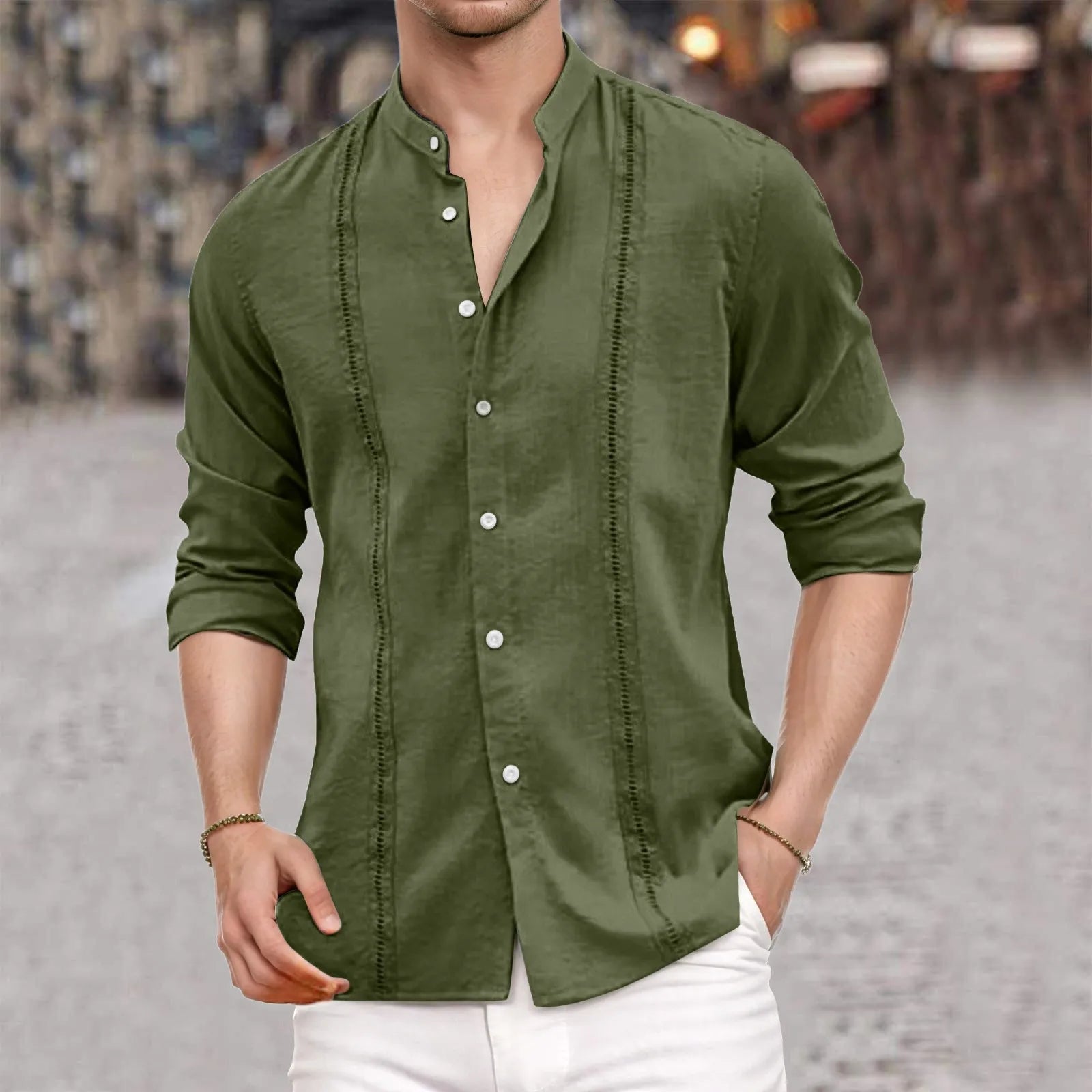 Mens Spring And Summer Fashion Casual Solid And Long Men'S Shirt Retro Printing Single-Breasted Beach Short-Sleeved T-Shirt