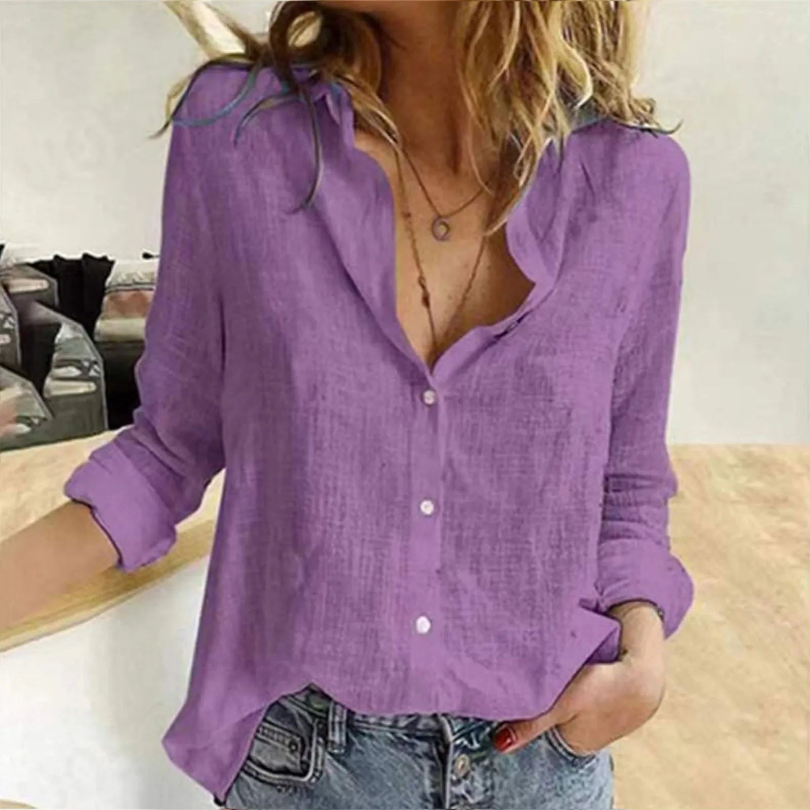 Oversized S-3xl Loose Linen Cotton Blouse Shirts Summer Women Turn Down Collar Long Sleeve Solid Color Ol Button Blouse Tops