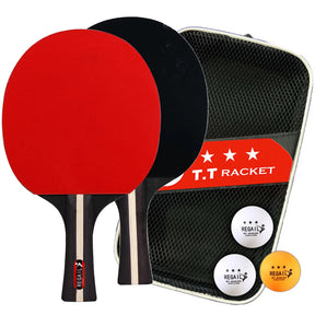 Ping Pong Racket 2 Rackets & 3 Balls Table Tennis Paddles Professional 2 Player Ping Pong Set with Bag for Advanced Training