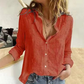 Ladies Office Work Shirts Soild Casual Shirt Long Sleeve V Neck Blouses Single Breasted Shirts Summer Blouses Female Tops