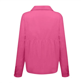 Ladies Office Work Shirts Soild Casual Shirt Long Sleeve V Neck Blouses Single Breasted Shirts Summer Blouses Female Tops