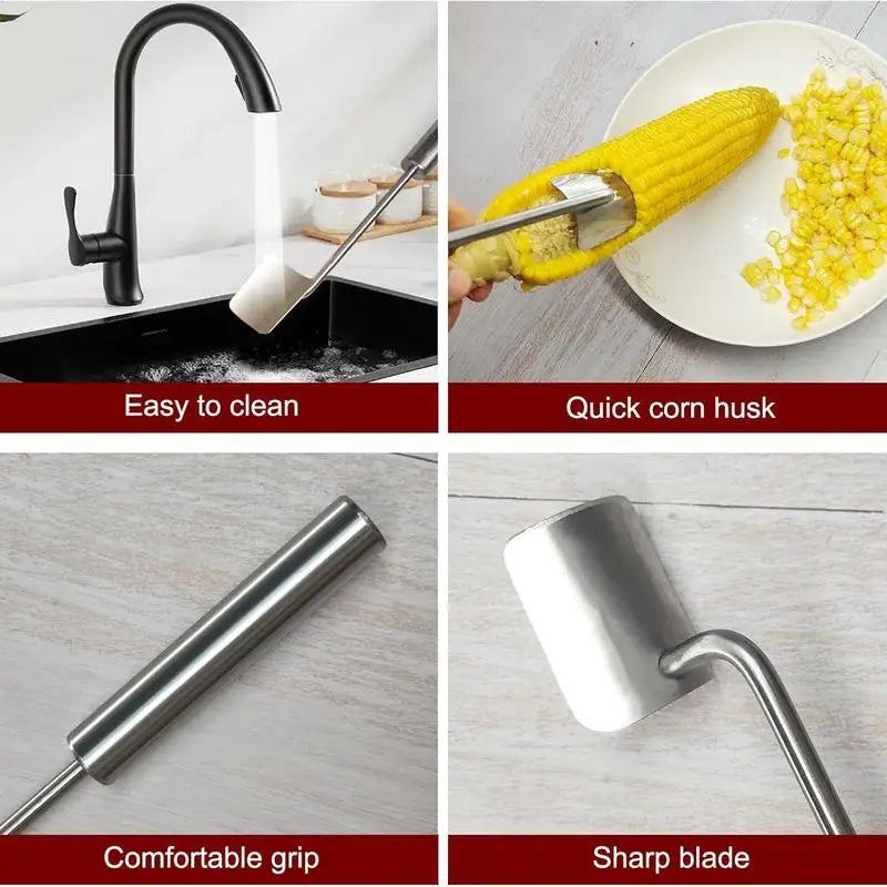 Corn Cob Peeler Stainless Steel Corn Peeling Tool Corn Stripper Tool Corn Thresher Cutter for Home Kitchen Restaurant Supplies