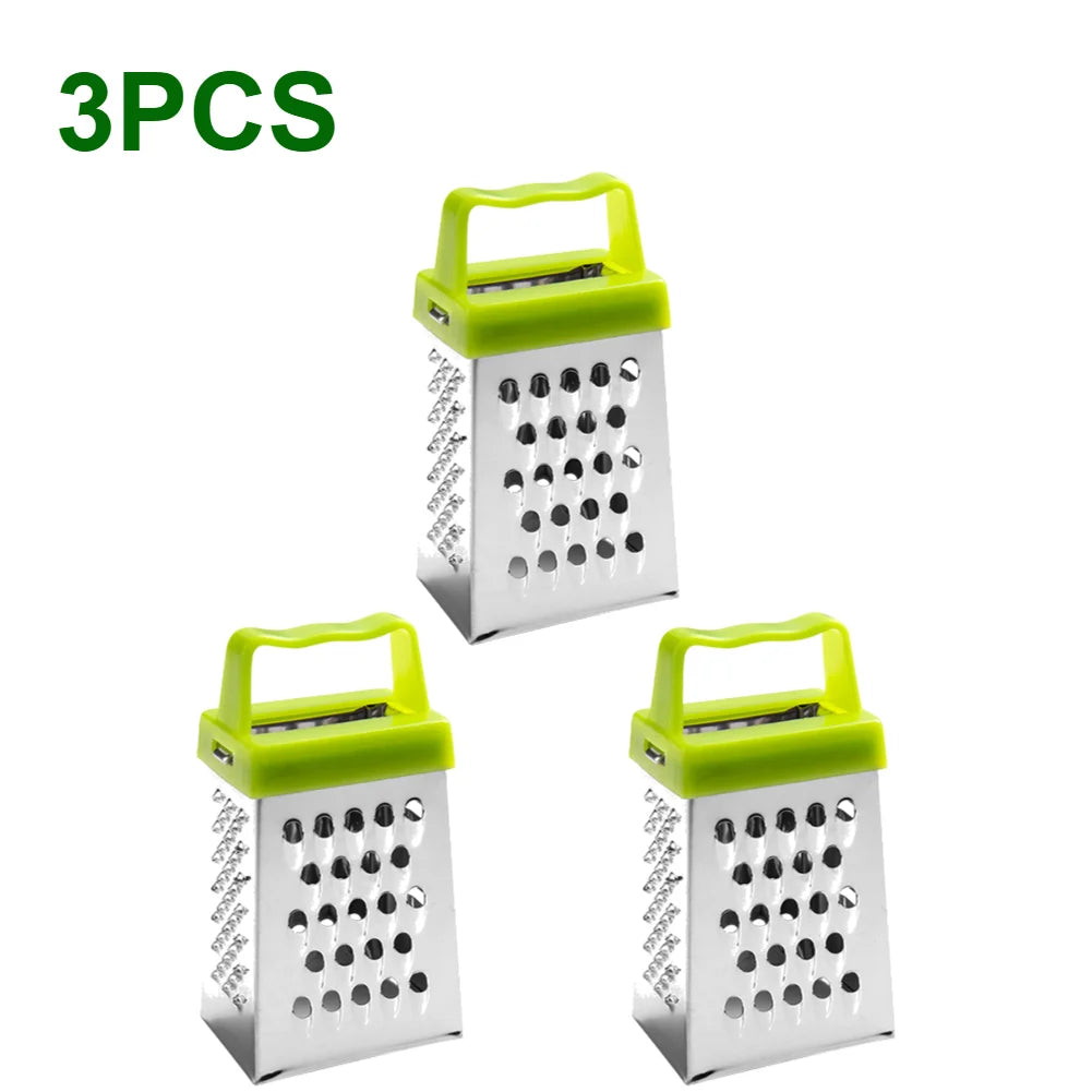 Stainless Steel Mini Four-Sided Grater Planer Non-slip Handle Multifunctional Peel Cutter Fruit Ginger Garlic Grater Kitchen