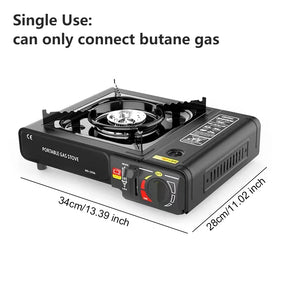 Backpacking Stove Stainless Steel Outdoor Gas Tank Stove with Carry Case Butane Stove for Outdoor Hiking Camping Road Trips